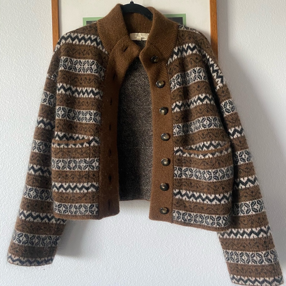 Sezane Thais Jacket Brown Jacquard - Size S